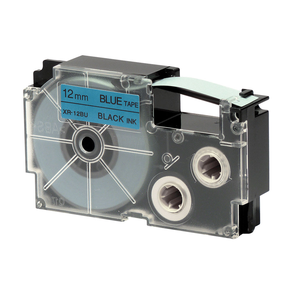 Casio Ez-Label Tape Cartridge - 12mm, Black on Blue (XR-12BU1)